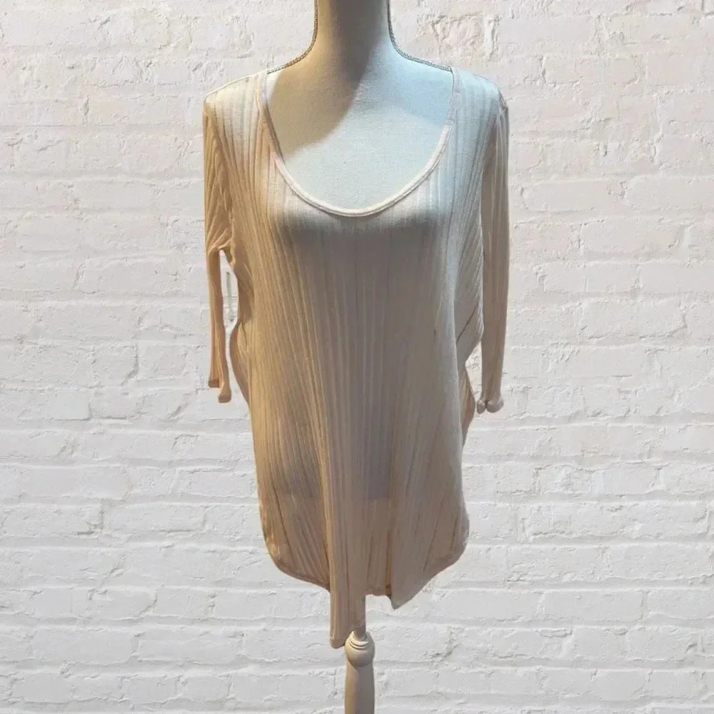 NWT We The Free Free People Ribbed Lightweight Open Neck Tunic Blouse Size Small